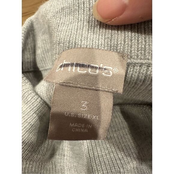 NWOT Chico’s Gray Tie Front Sweater Cashmere Blend Size 3 / XL - Picture 6 of 7